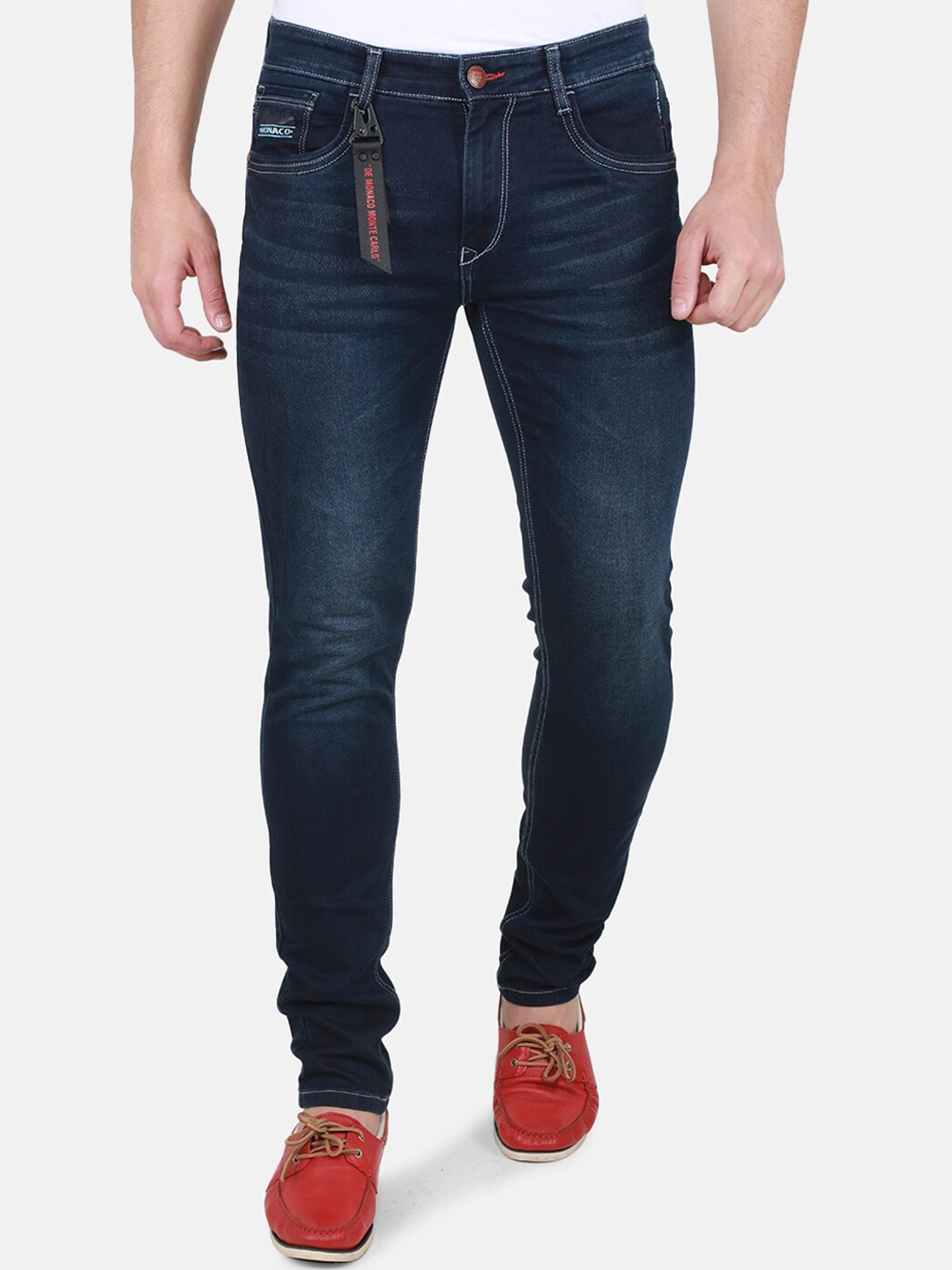

Monte Carlo Men Skinny Fit Mid-Rise Light Fade Jeans, Blue