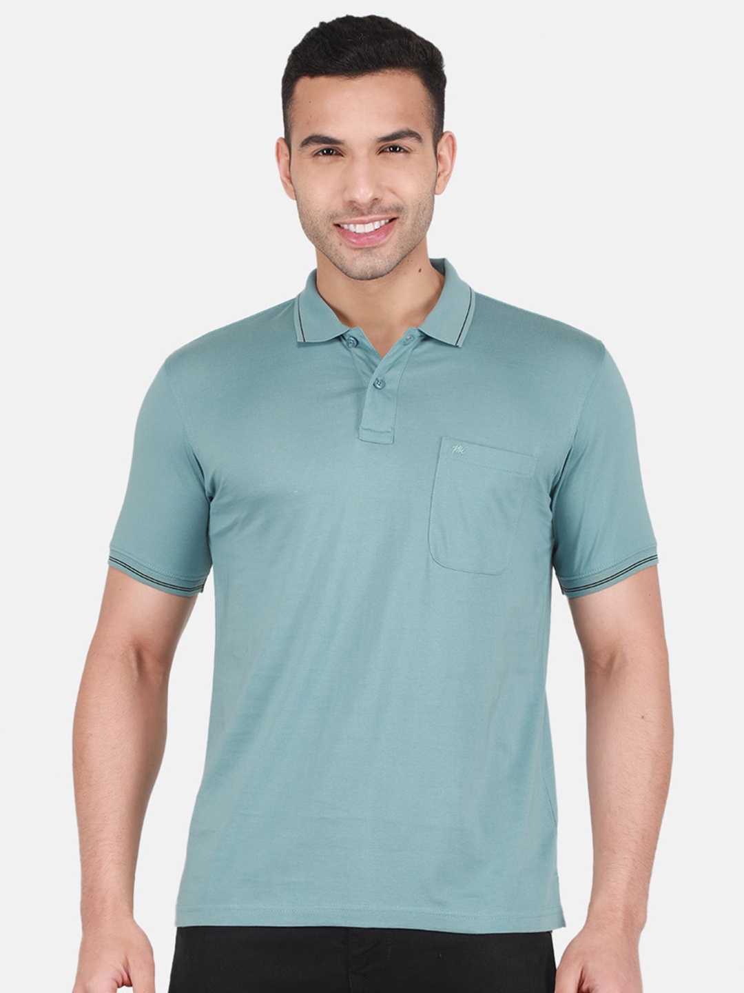 

Monte Carlo Polo Collar Short Sleeve Cotton T-shirt, Green