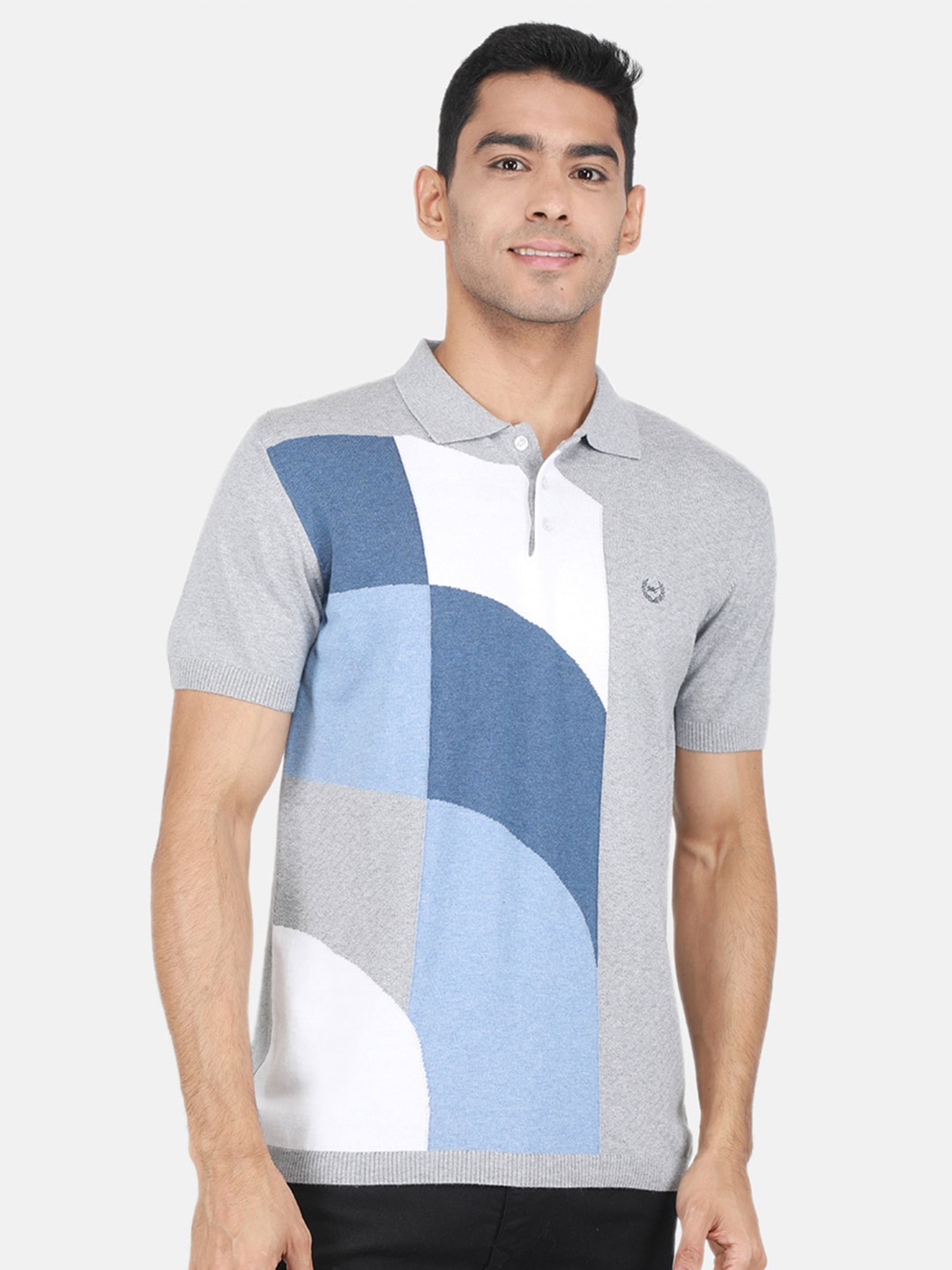 

Monte Carlo Colourblocked Polo Collar T-shirt, Grey