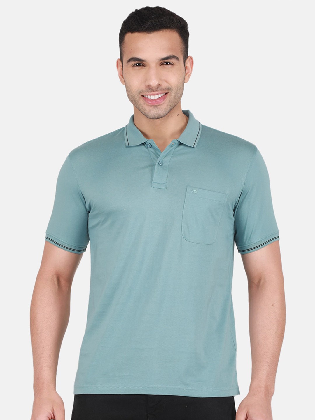 

Monte Carlo Polo Collar Cotton T-shirt With Pocket, Green