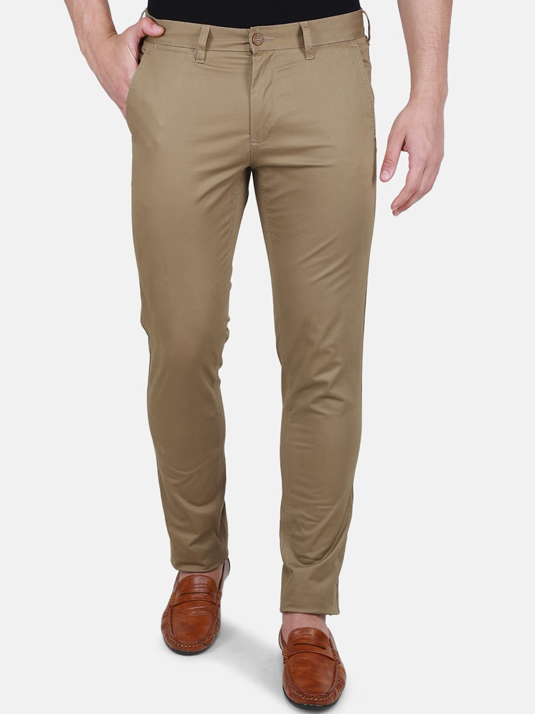 

Monte Carlo Men Mid-Rise Cotton Regular Trousers, Khaki