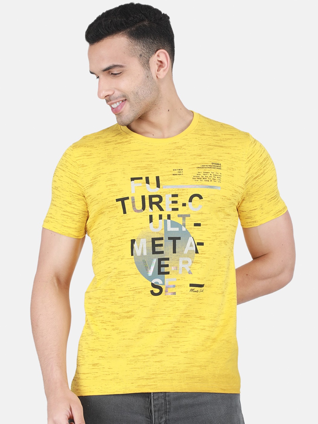 

Monte Carlo Typography Round Neck Cotton T-shirt, Yellow