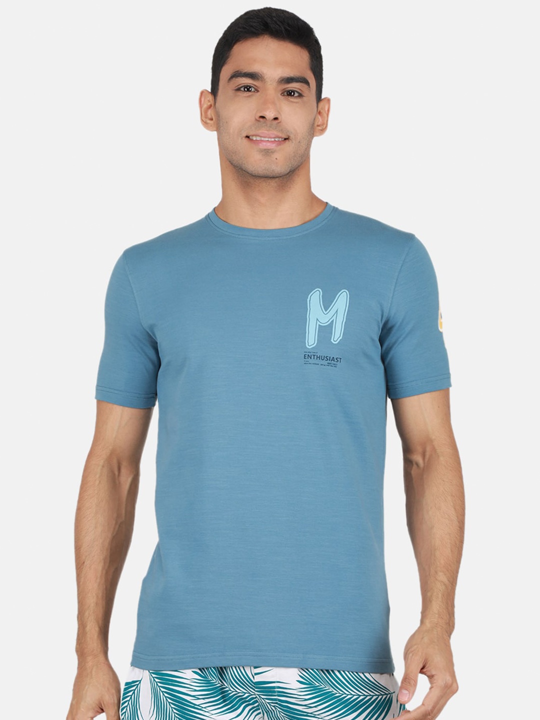 

Monte Carlo Typography Round Neck Cotton T-shirt, Blue