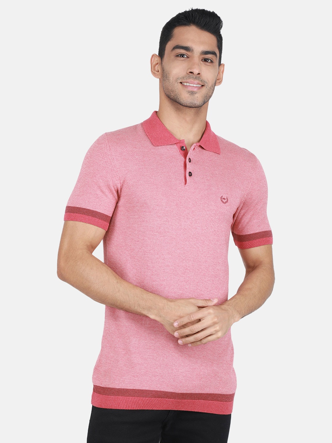 

Monte Carlo Contrast Trim Polo Collar Cotton T-shirt, Red