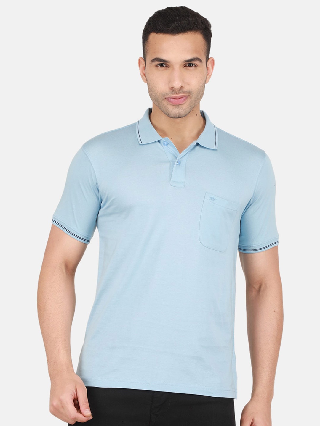 

Monte Carlo Polo Collar Half Sleeve Cotton T-shirt, Blue