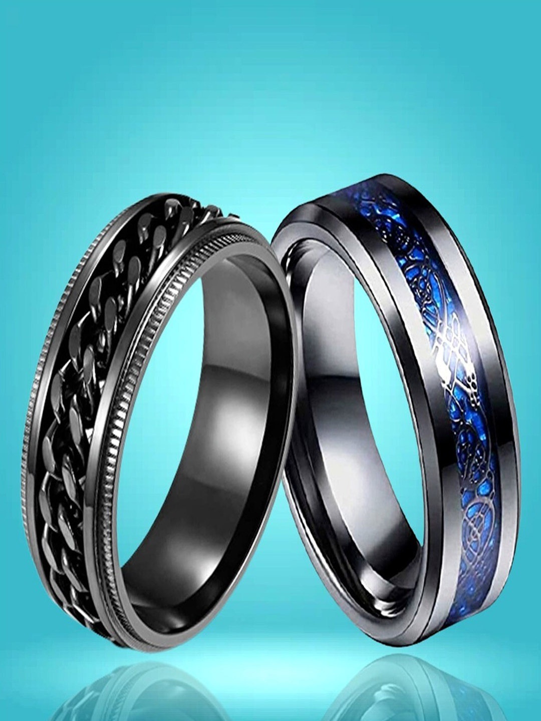 

UNIVERSITY TRENDZ Men Set Of 2 Rhodium-Plated Finger Rings, Na