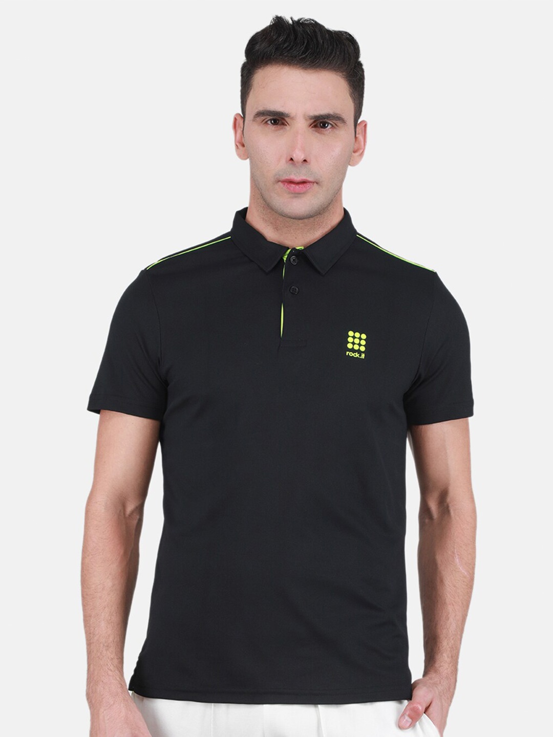 

rock.it Polo Collar Casual T-shirt, Black