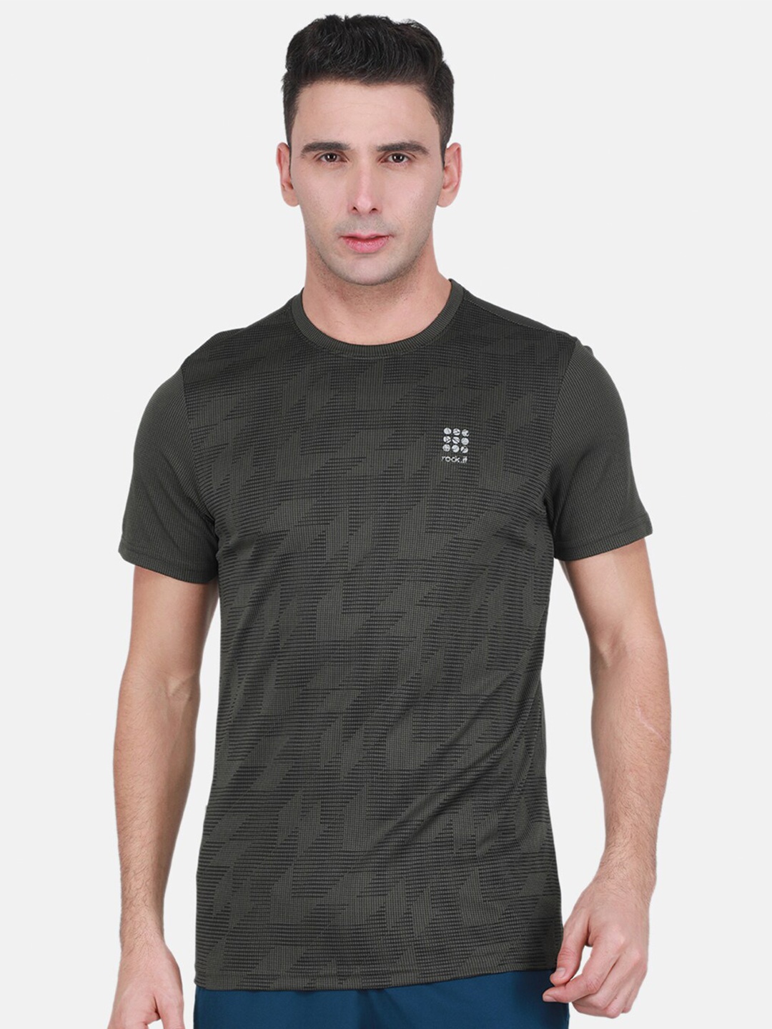

rock.it Geometric Printed Casual T-shirt, Olive