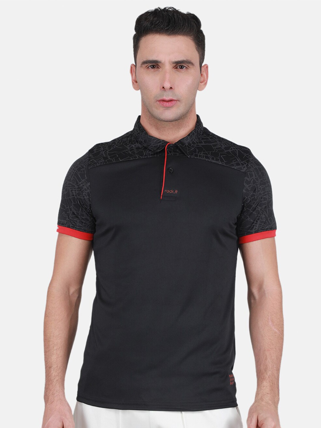 

rock.it Polo Collar Casual T-shirt, Black
