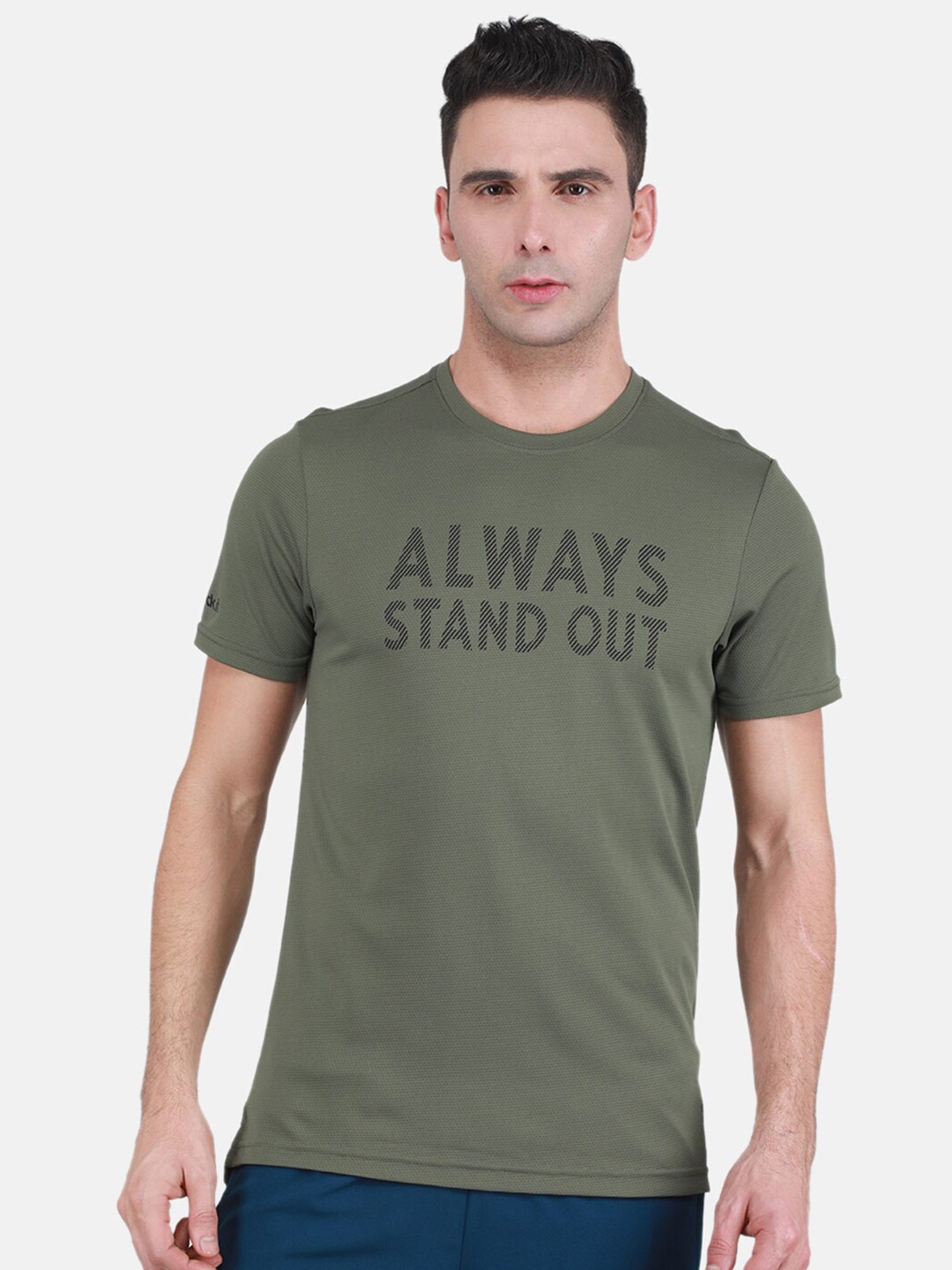 

rock.it Typography Printed Round Neck Slim Fit T-Shirt, Olive