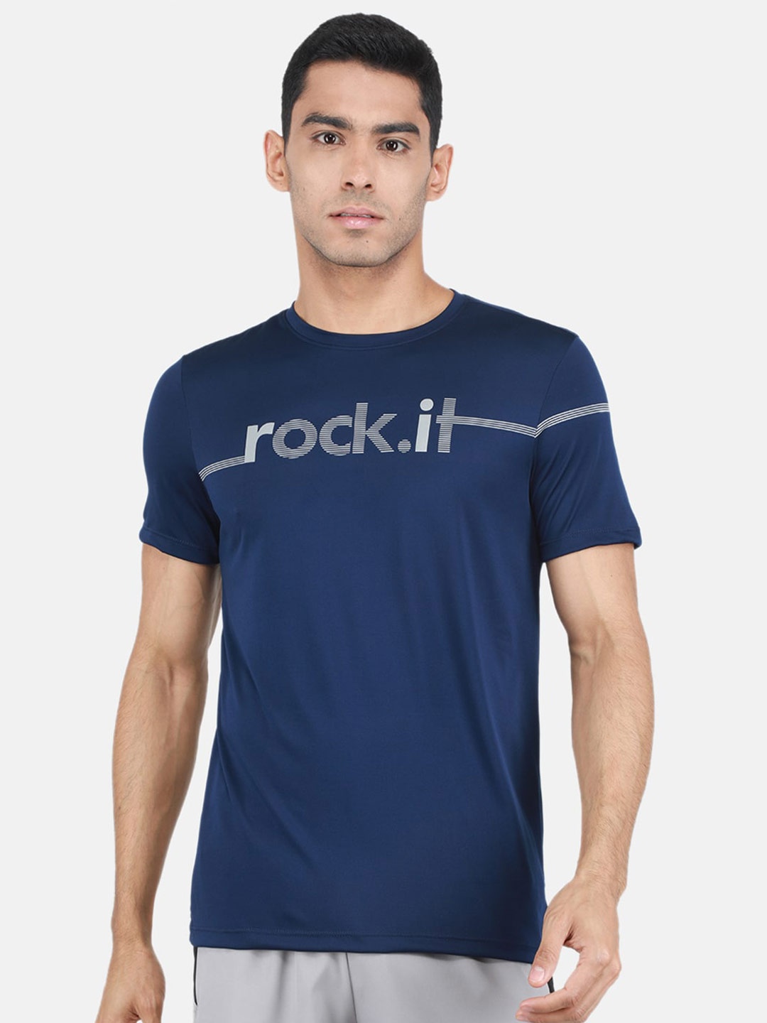 

rock.it Typography Printed Casual T-shirt, Blue