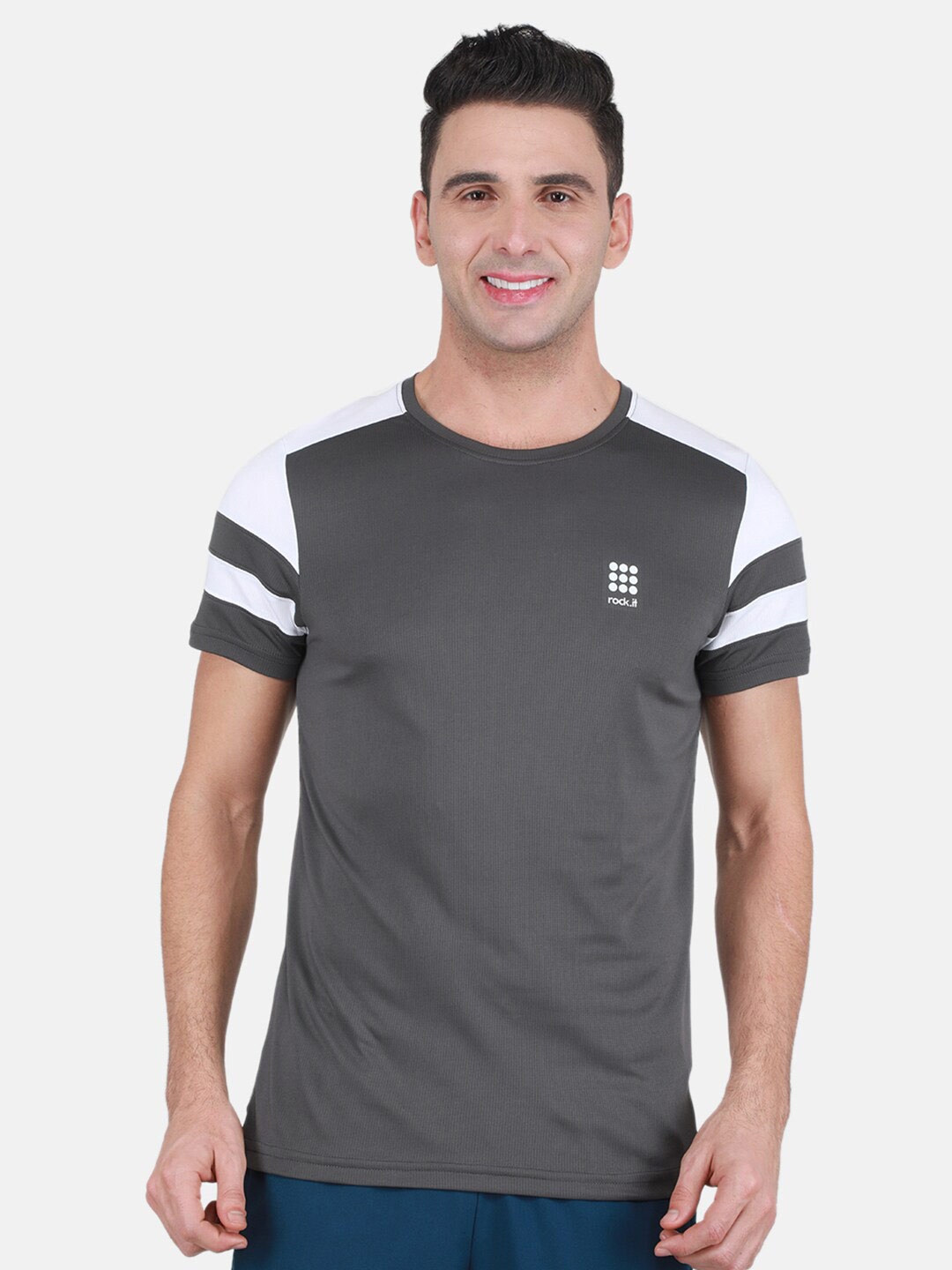 

rock.it Colourblocked Casual T-shirt, Grey