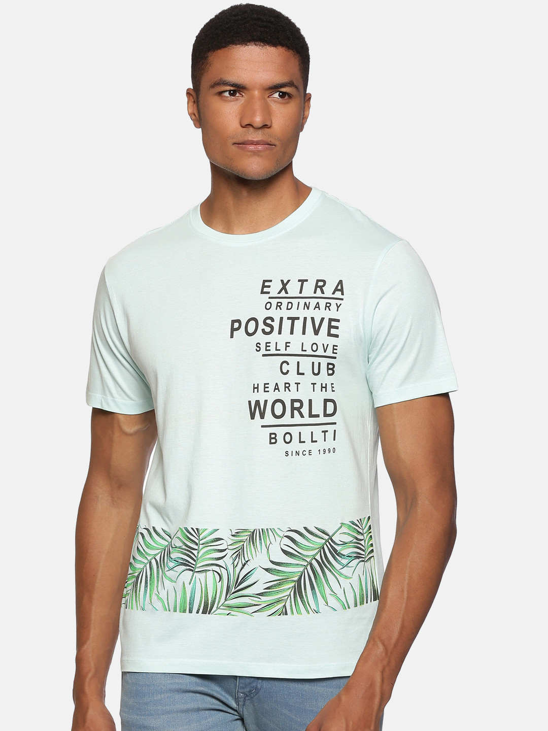 

bollti Tropical Printed Pure Cotton T-shirt, Blue