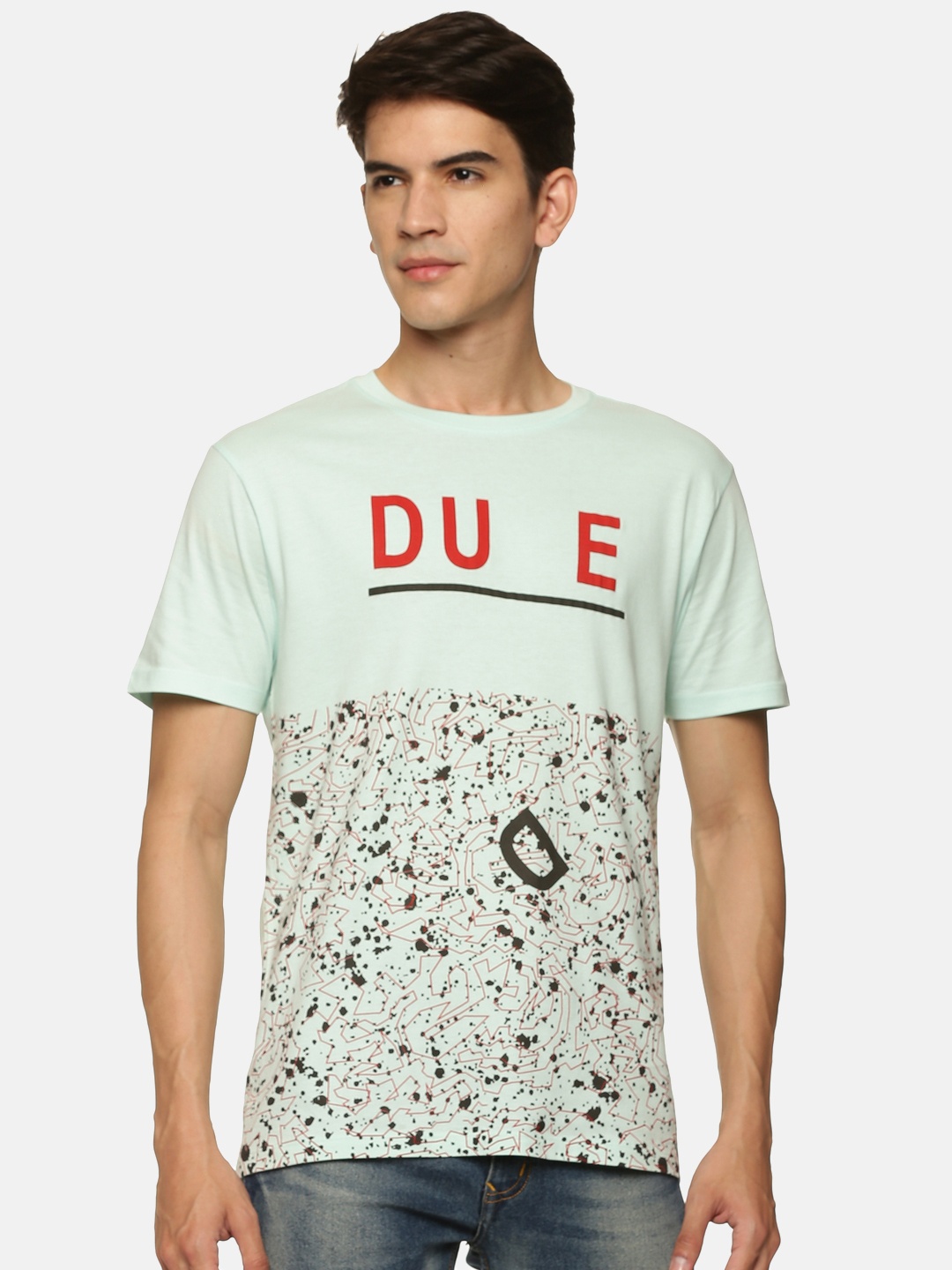 

bollti Abstract Printed Round Neck Cotton T-shirt, Green