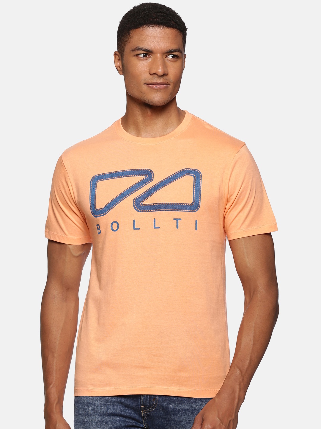 

bollti Graphic Printed Pure Cotton Casual T-Shirt, Orange