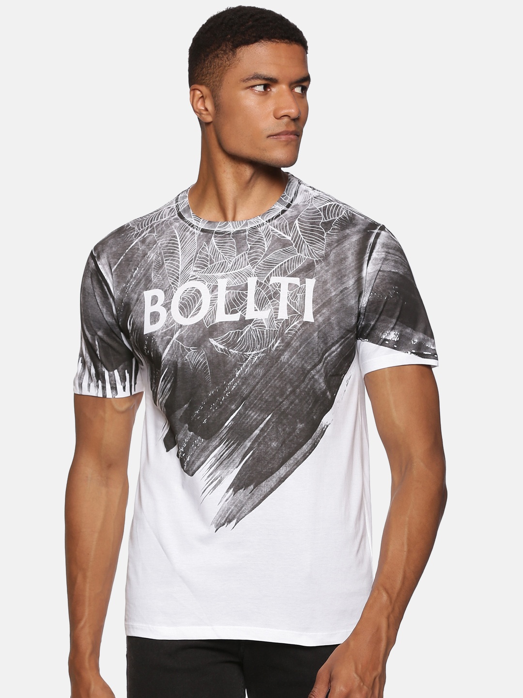 

bollti Abstract Printed Pure Cotton Casual T-Shirt, White