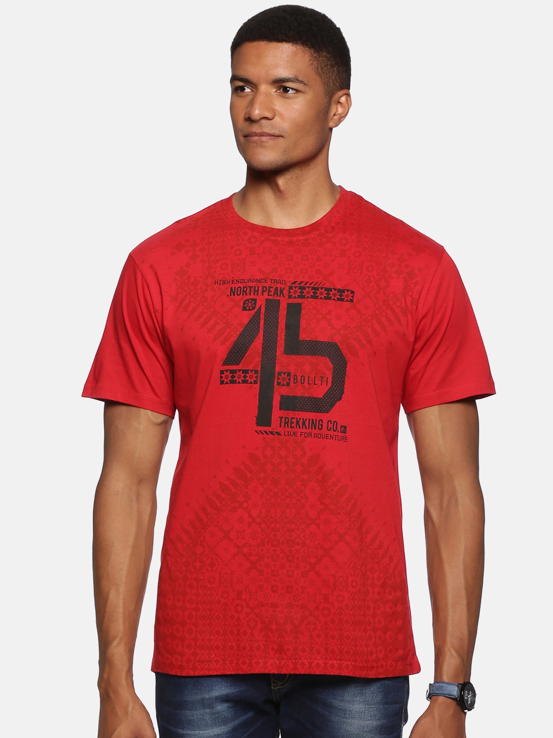 

bollti Typography Printed Pure Cotton Casual T-Shirt, Red