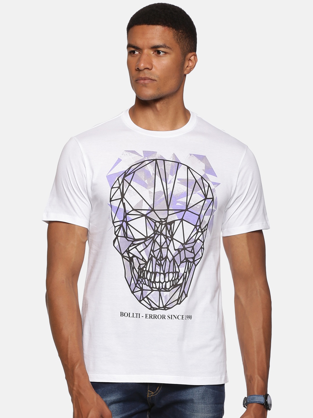 

bollti Graphic Printed Cotton T-shirt, White