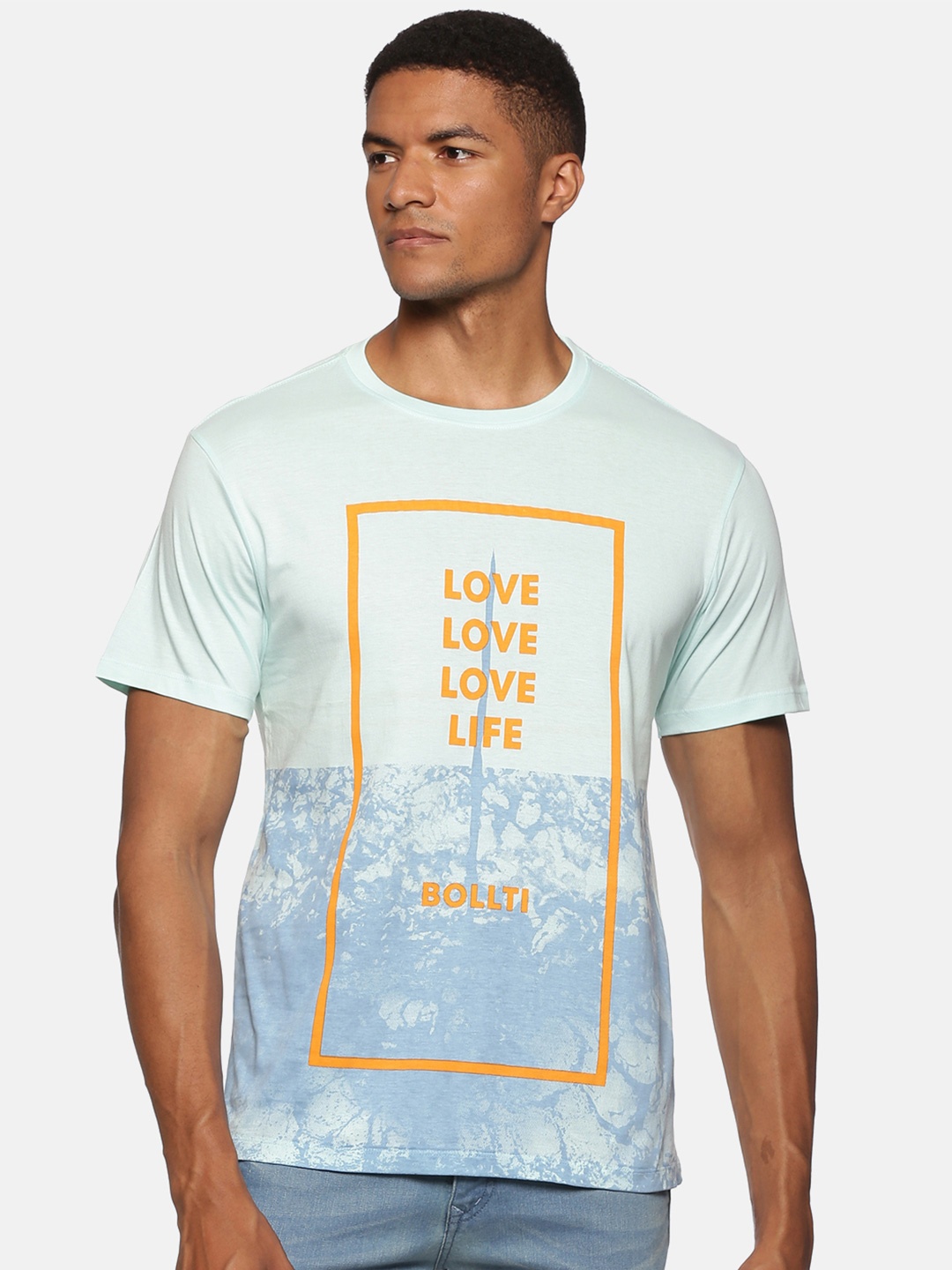 

bollti Typography Printed Pure Cotton T-Shirt, Blue