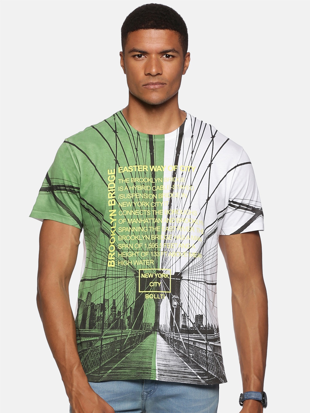 

bollti Graphic Printed Pure Cotton T-Shirt, White