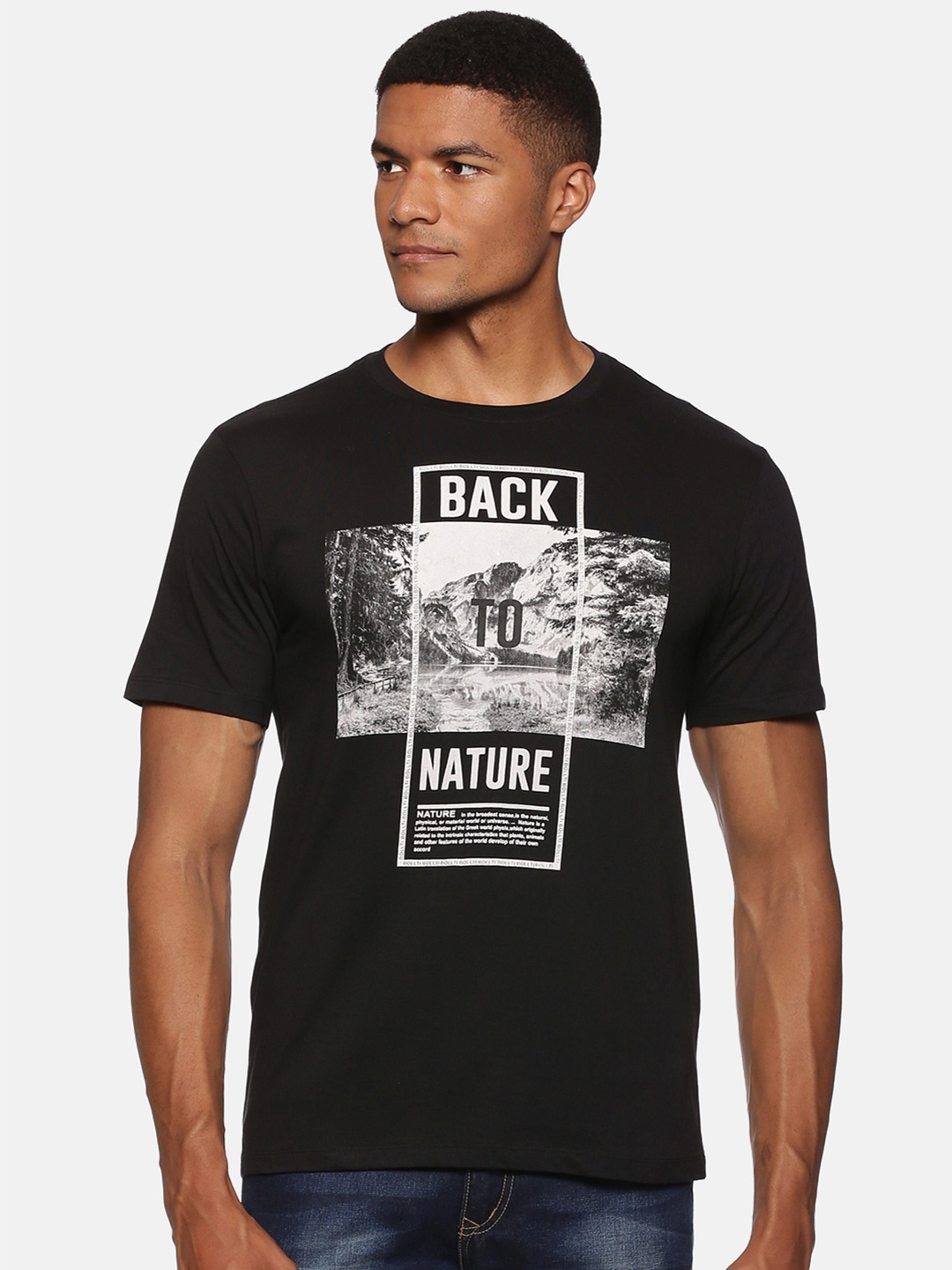 

bollti Graphic Printed Cotton T-Shirt, Black