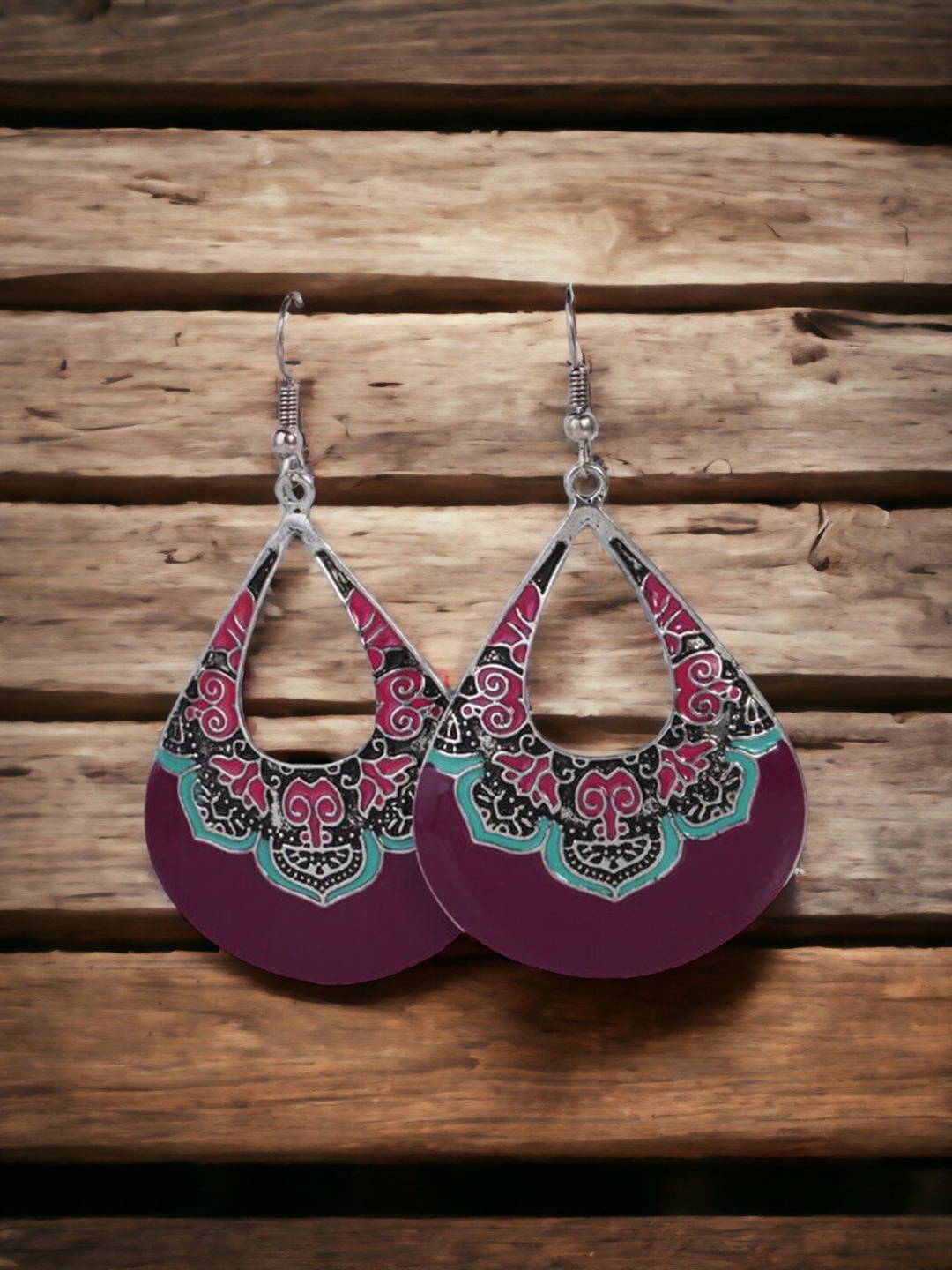 

HOT AND BOLD Gold-Plated Circular Drop Earrings, Maroon
