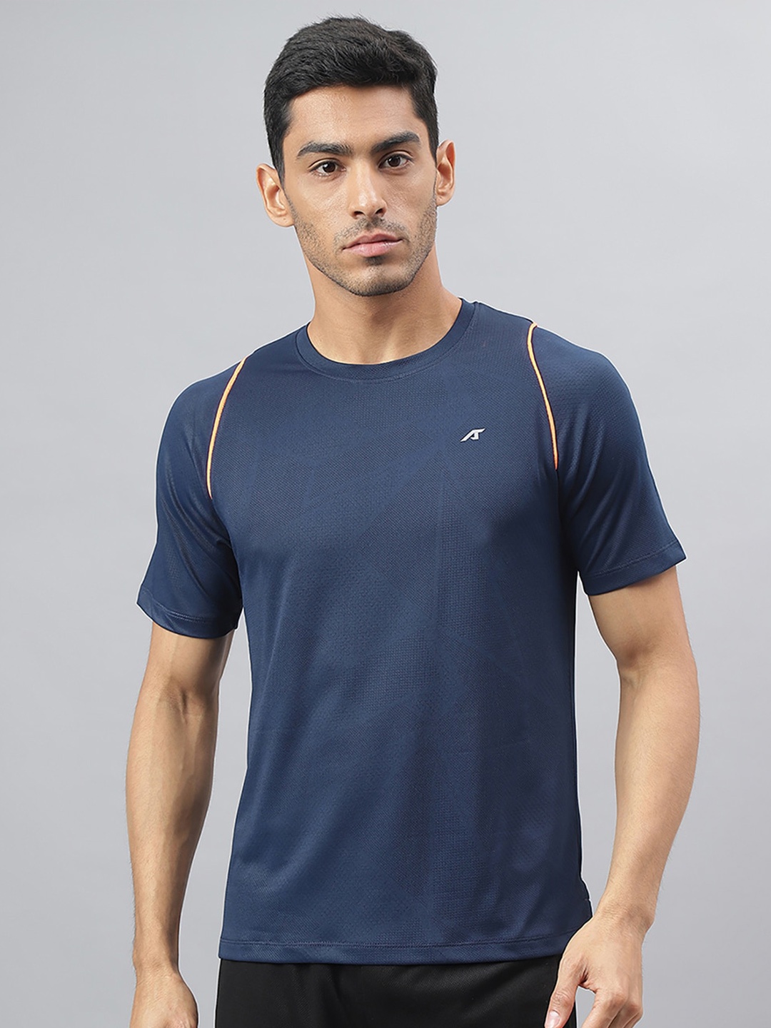 

Alcis Round Neck Slim Fit Anti-Static T-Shirt, Navy blue