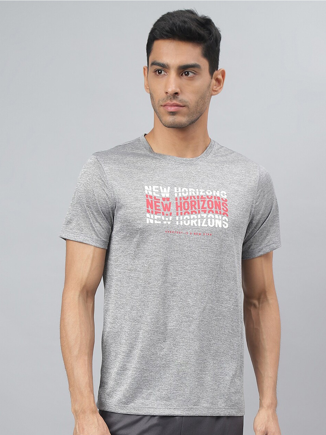 

Alcis Typography Printed Slim Fit Anti-Static T-Shirt, Grey