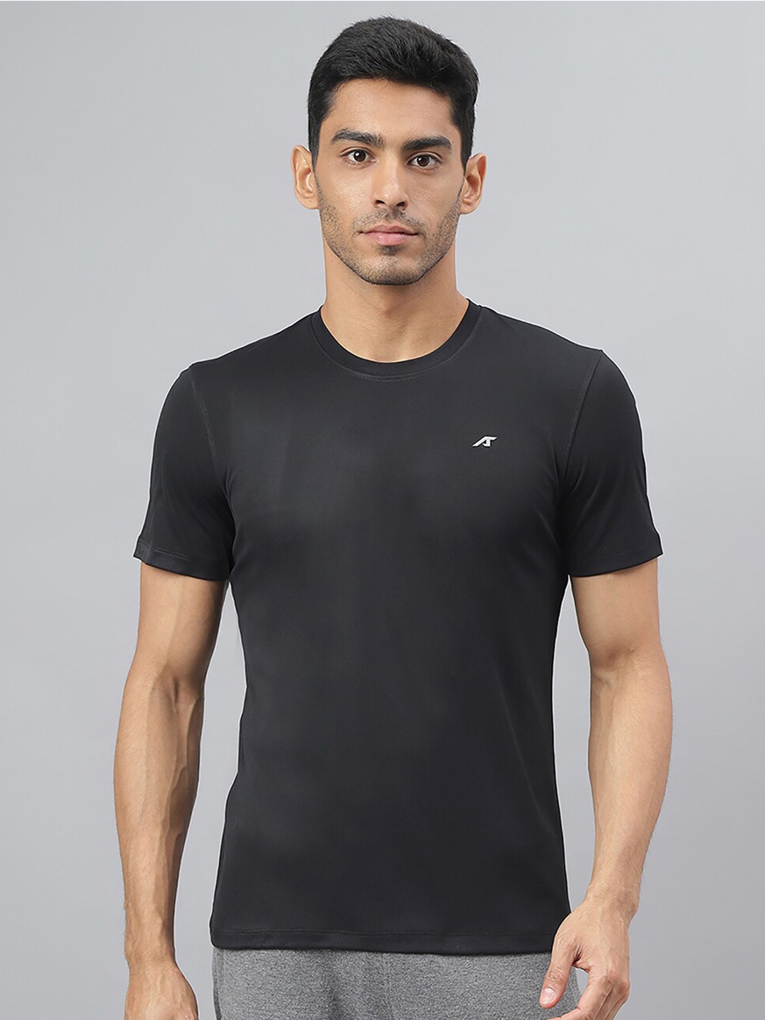 

Alcis Round Neck Slim Fit Anti-Static T-Shirt, Black
