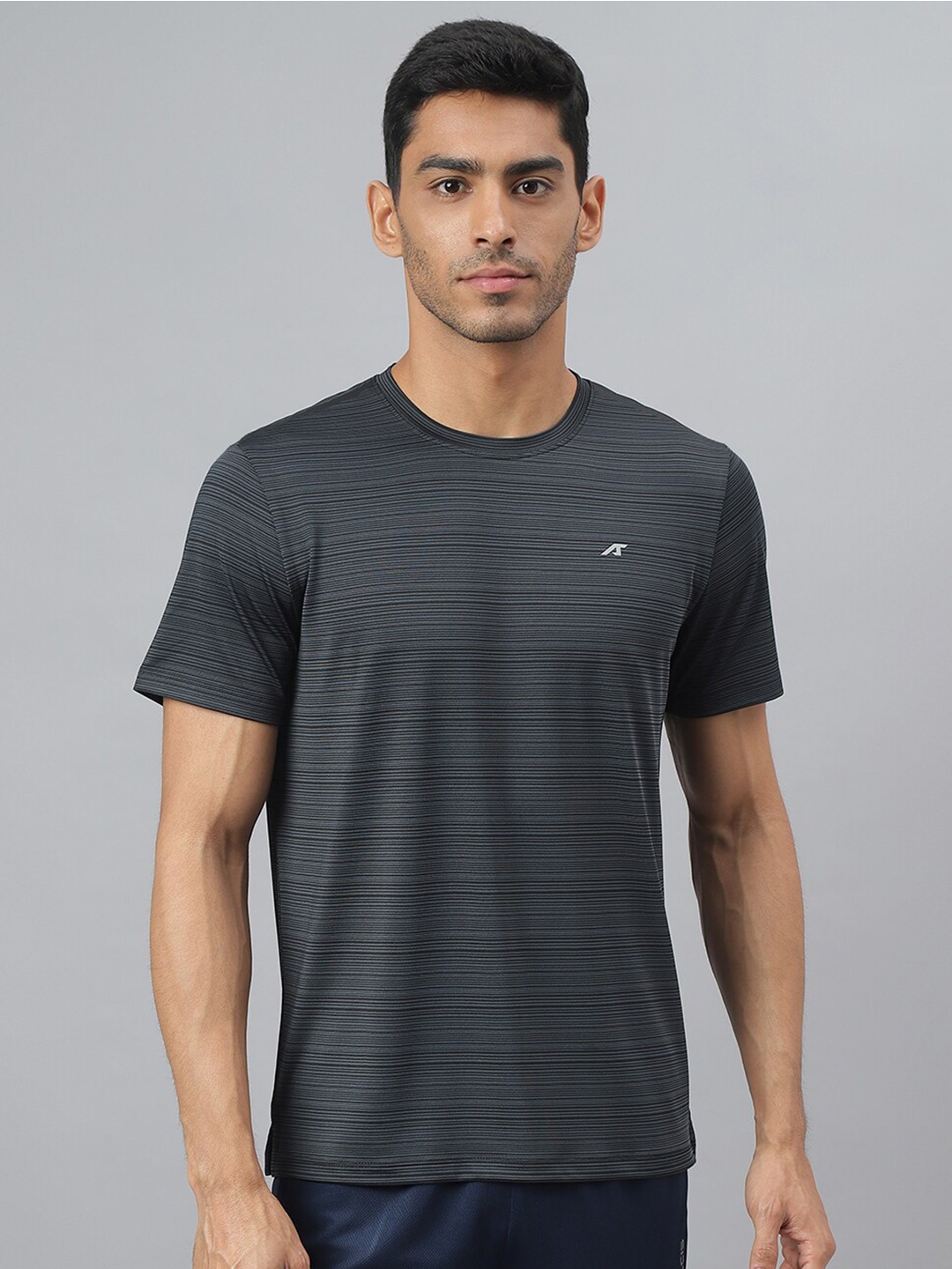 

Alcis Striped Slim Fit Anti-Static T-Shirt, Grey