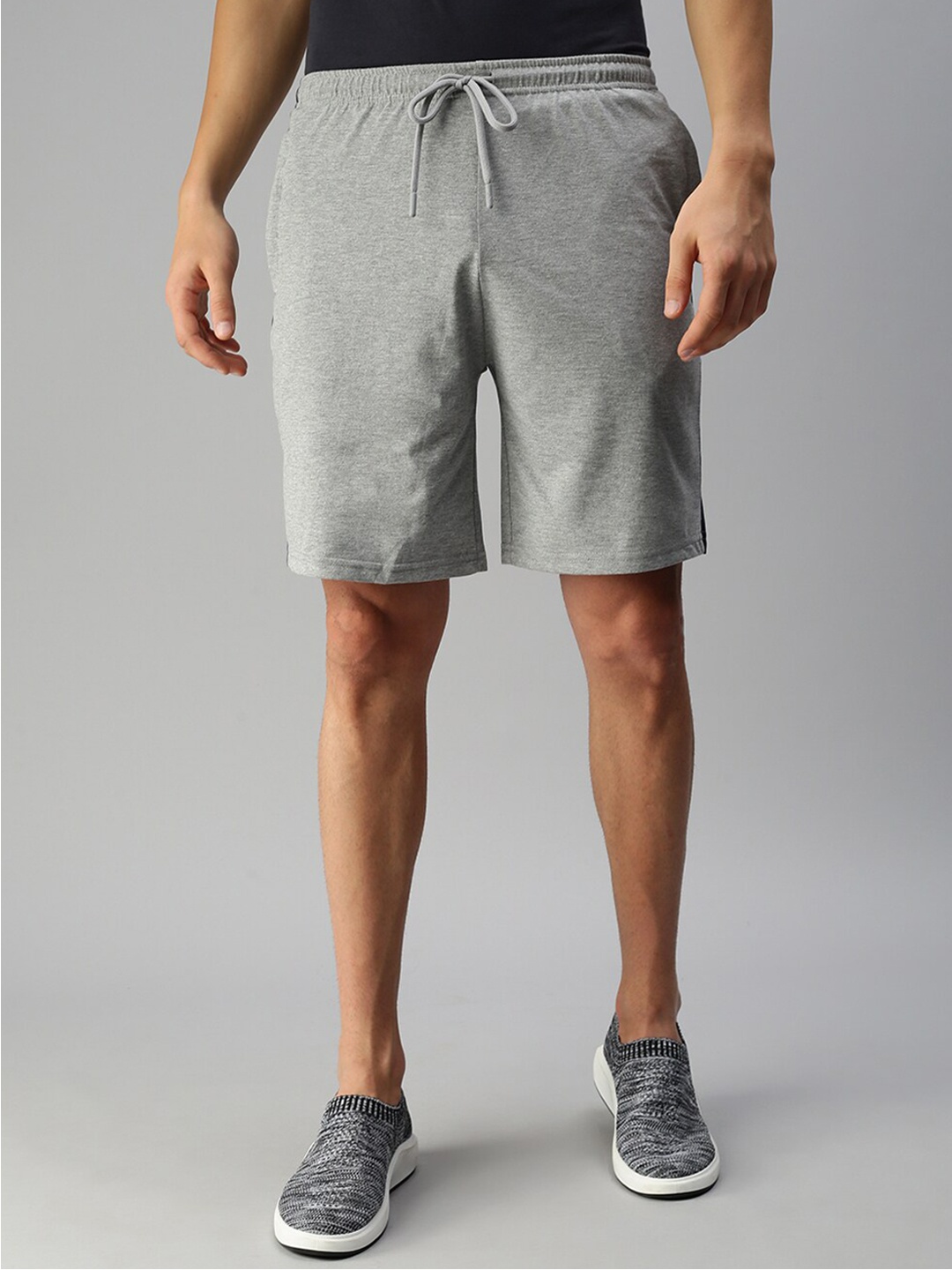 

ONN Men Mid-Rise Pure Cotton Shorts, Grey