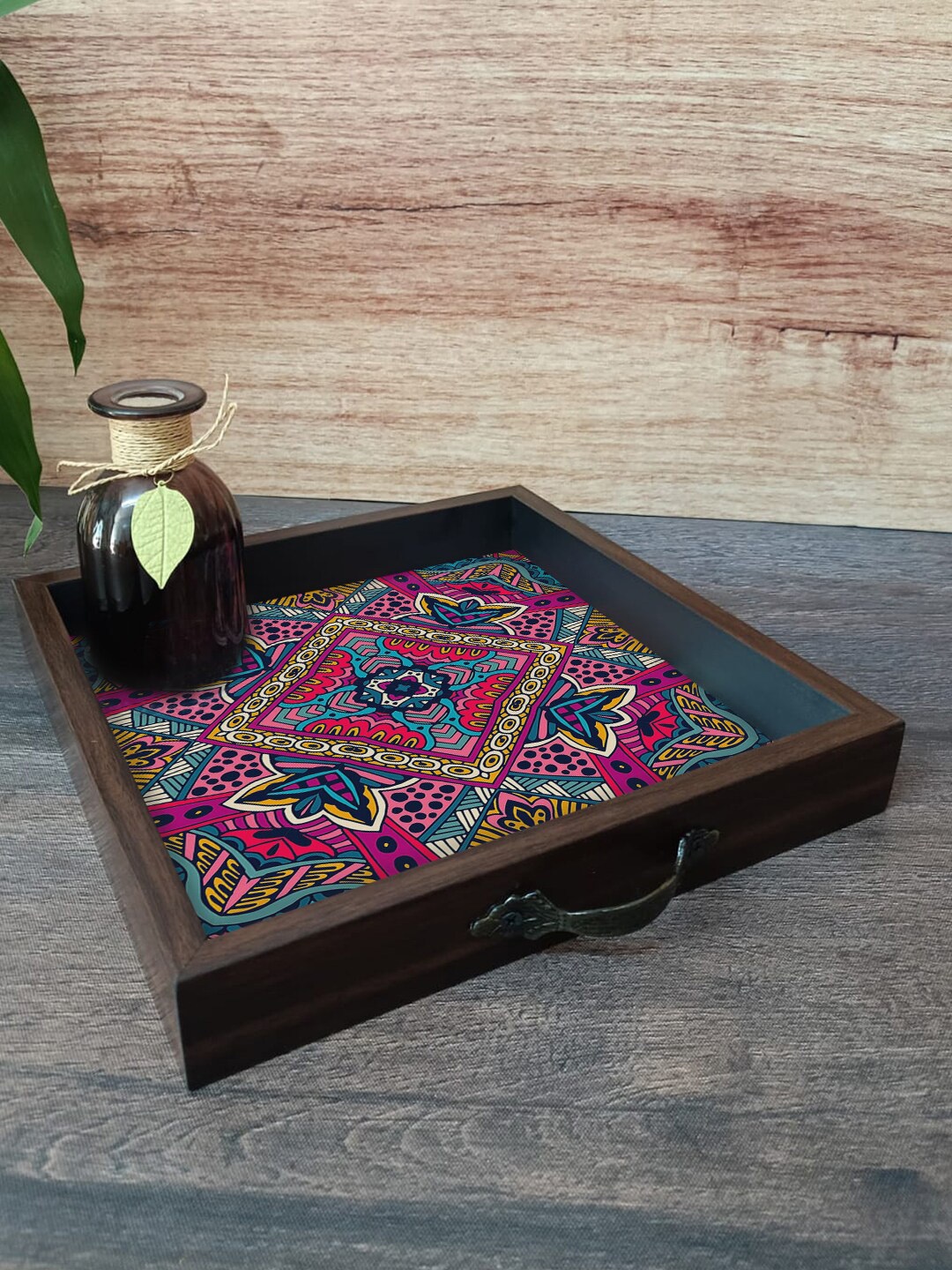 

PAPER PLANE DESIGN Brown Printed Serving Tray