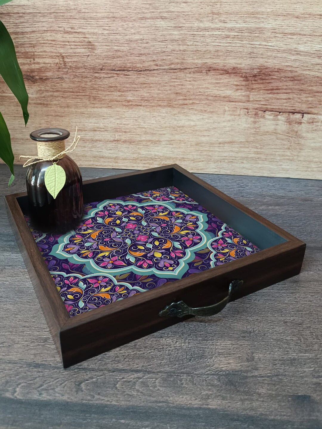 

PAPER PLANE DESIGN Brown Printed Serving Tray