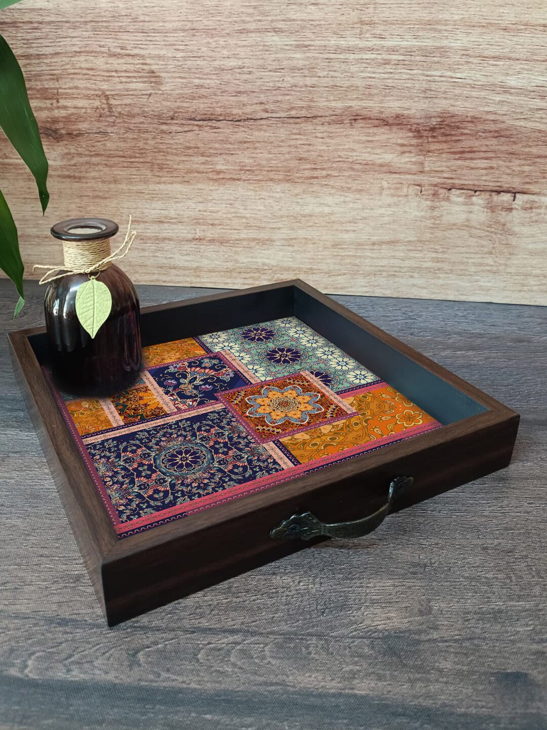 

PAPER PLANE DESIGN Brown Printed Serving Tray