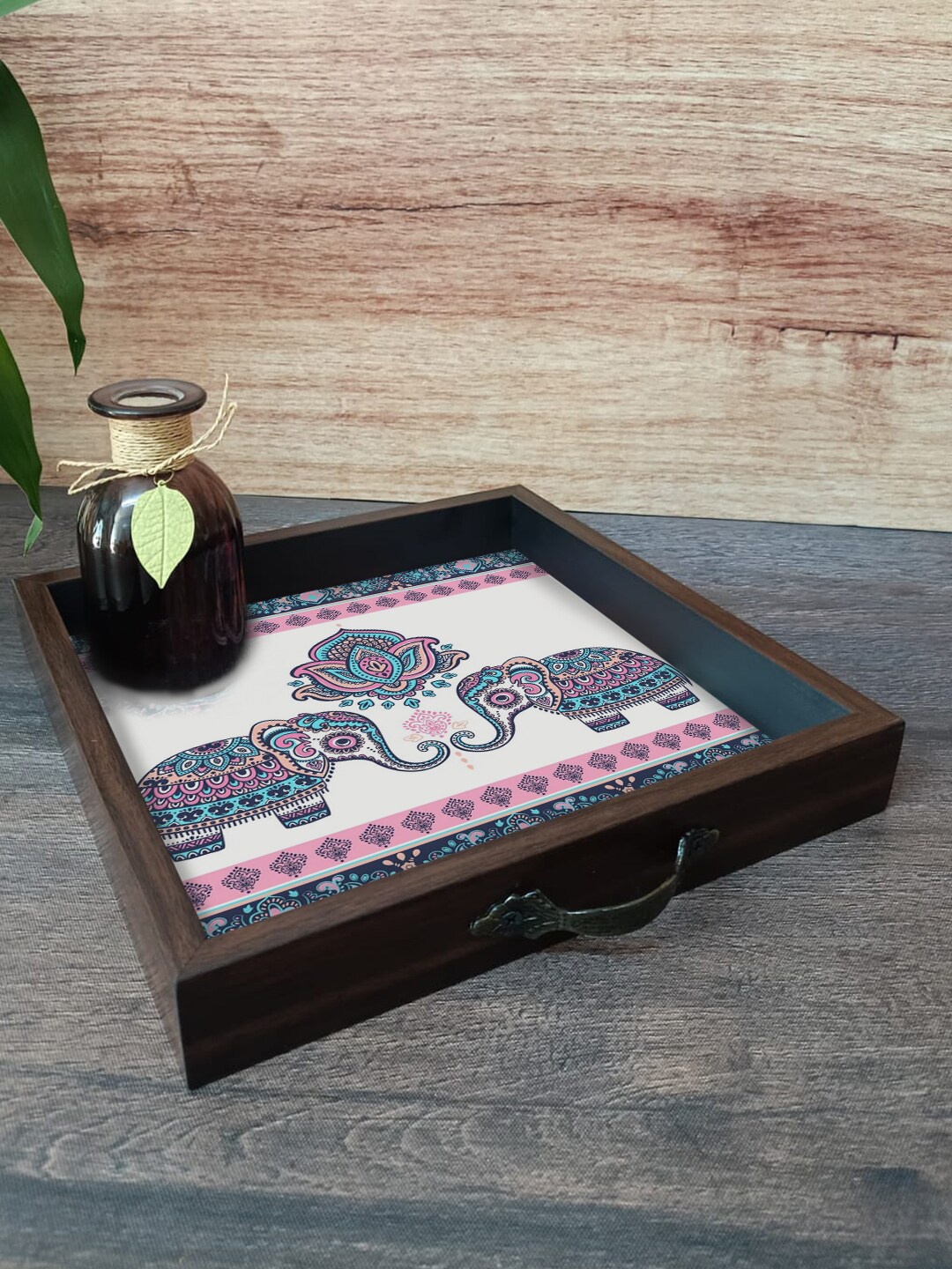 

PAPER PLANE DESIGN Brown Printed Serving Tray