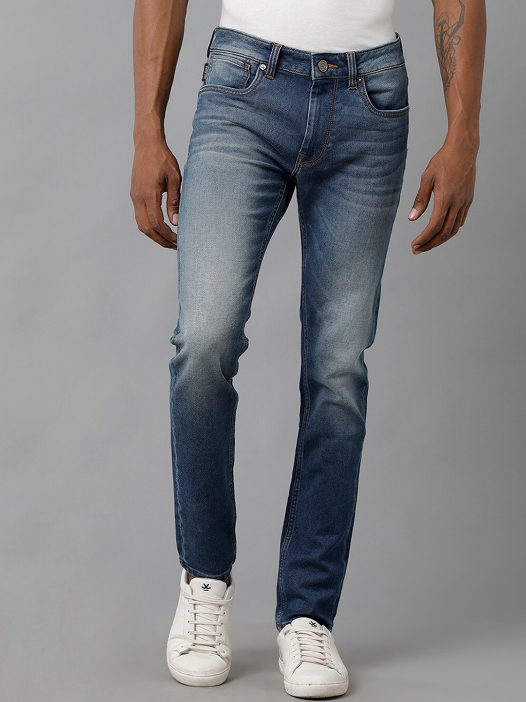 

Voi Jeans Men Skinny Fit Heavy Fade Whiskers Jeans, Blue