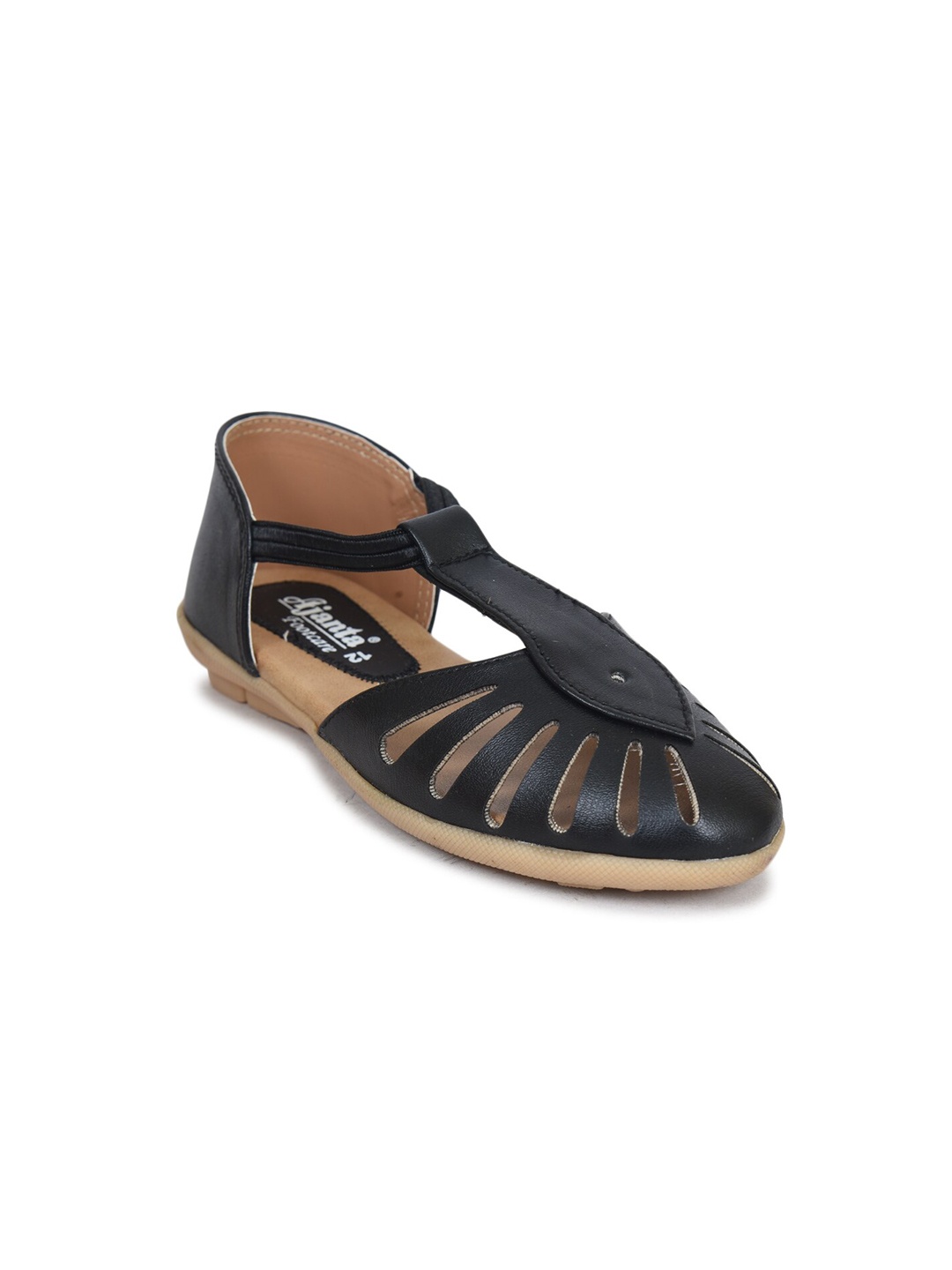 

Ajanta Girls Laser Cut Round Toe Flats, Black
