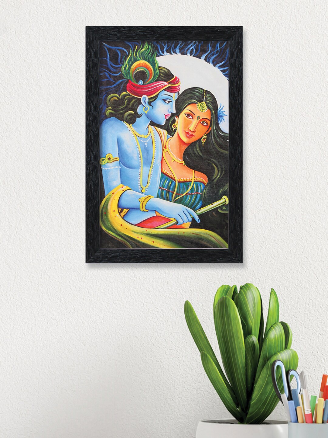 

nest ART Blue & Yellow Beautiful Radha Krishna Painting Framed Wall Art