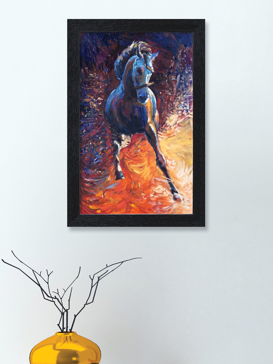

nest ART Black & Blue Horse Painting Framed Wall Art