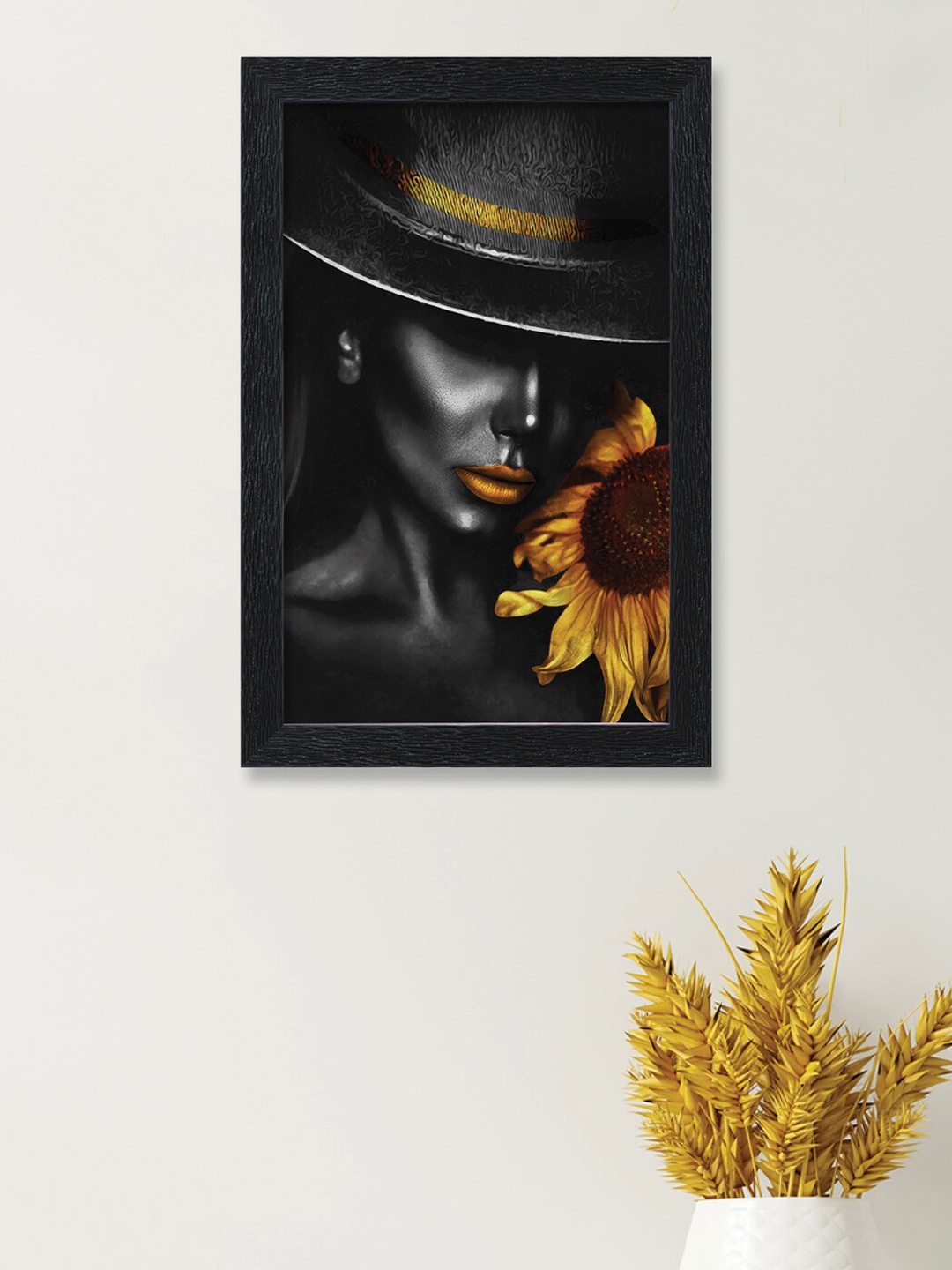 

nest ART Black & Yellow Preety Printed Framed Painting Wall Art