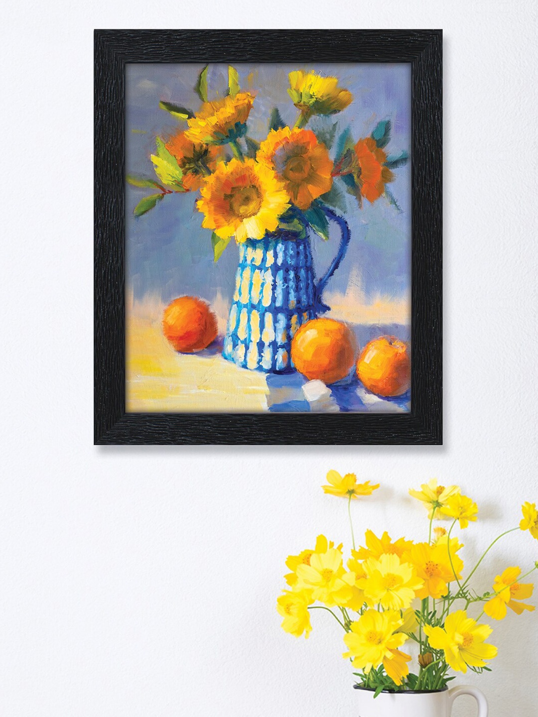 

nest ART Orange and Blue Beautiful Sun Flowers Printed Framed Wall Art