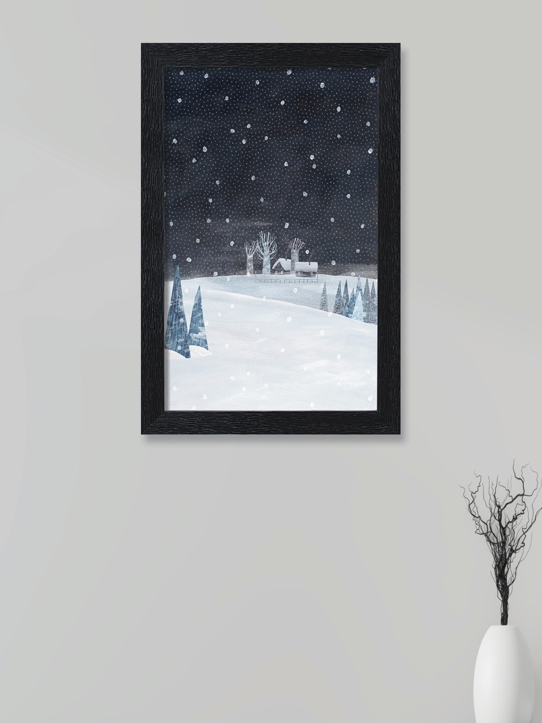 

nest ART Blue & White Beautiful Snow Printed Framed Wall Art
