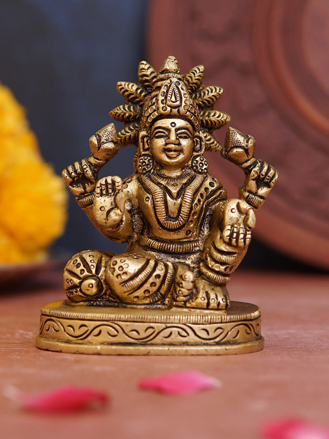 

StatueStudio Gold Toned Textured Laxmi Idol Showpiece