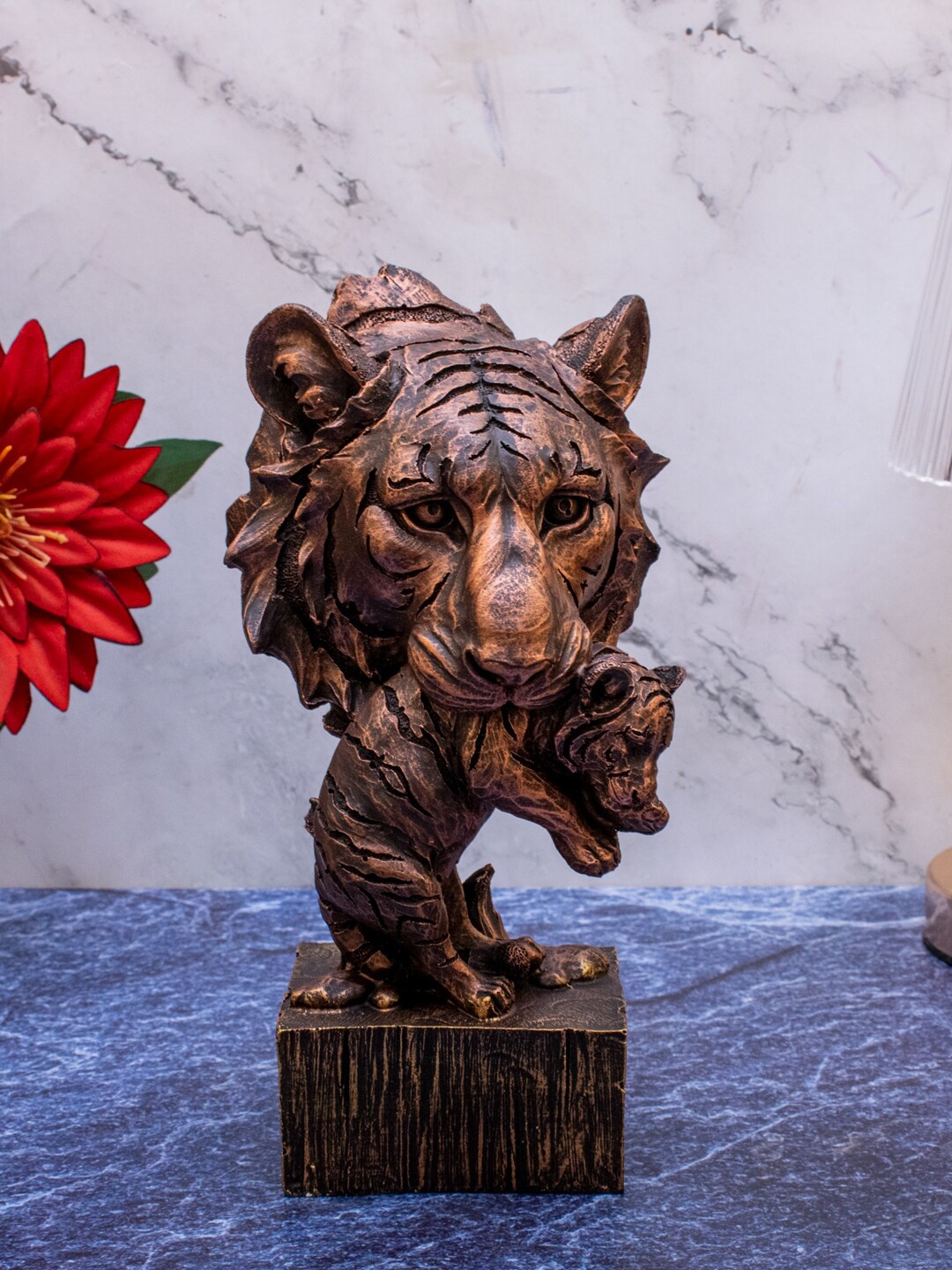 

StatueStudio Copper-Colored Tiger Face Showpiece
