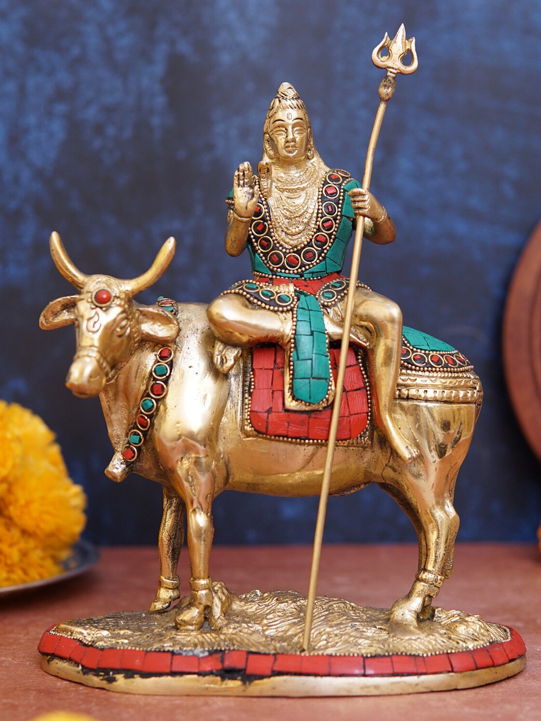 

StatueStudio Gold-Toned Textured Lord Shiva Statue Showpiece