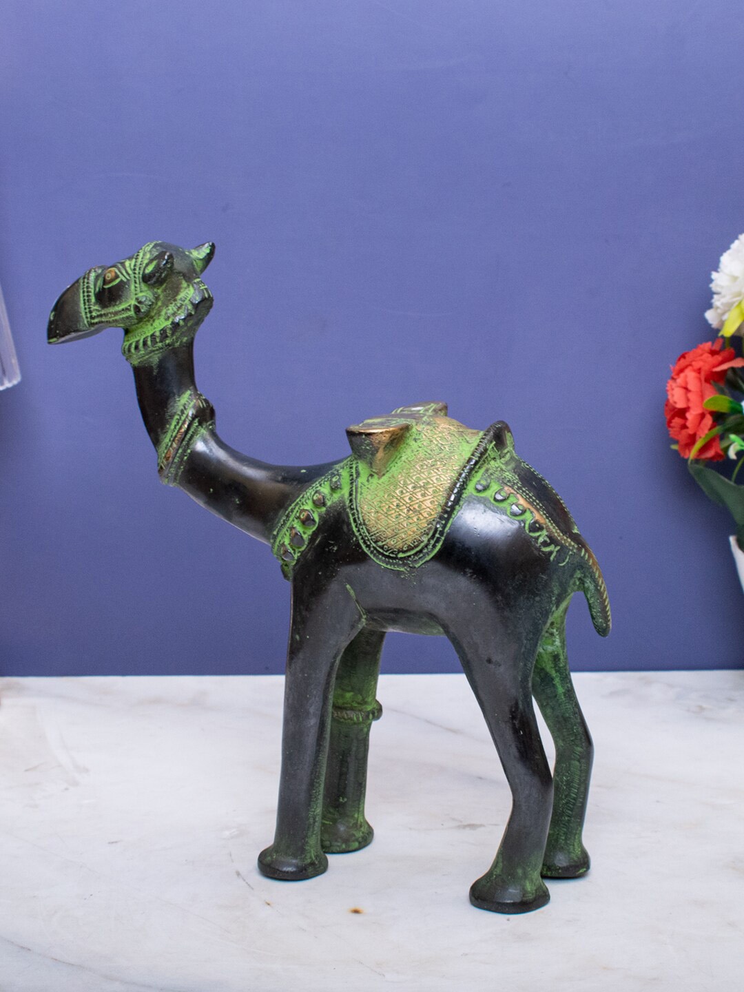 

StatueStudio Black & Green Brass Camel Showpiece
