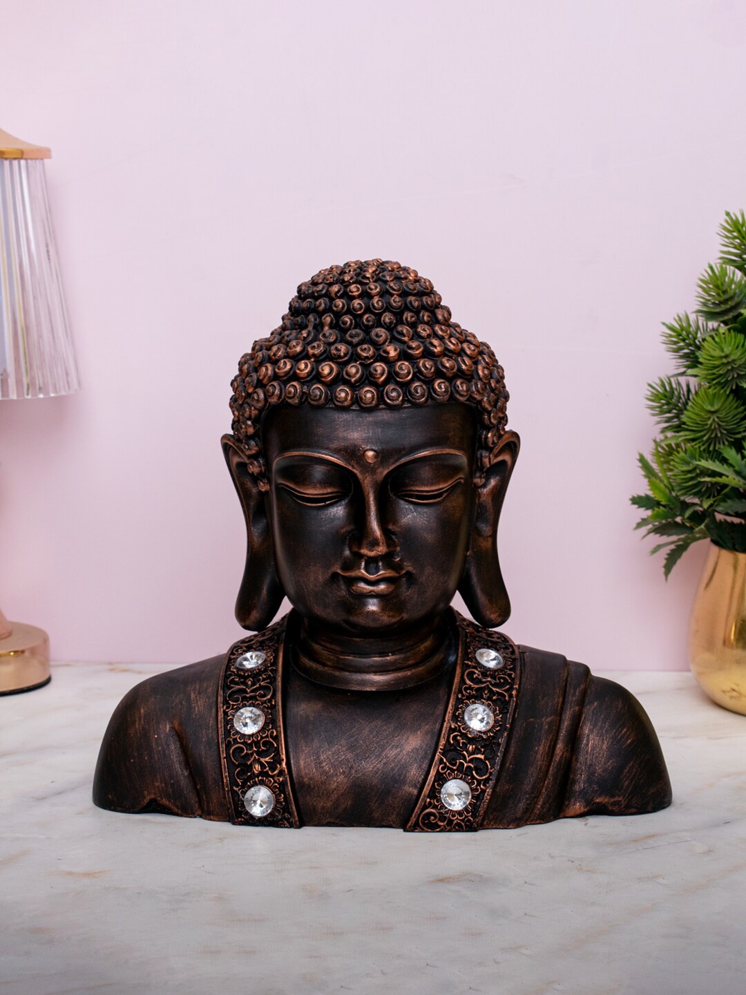 

StatueStudio Copper-Colored Resin Buddha Figurine Showpieces