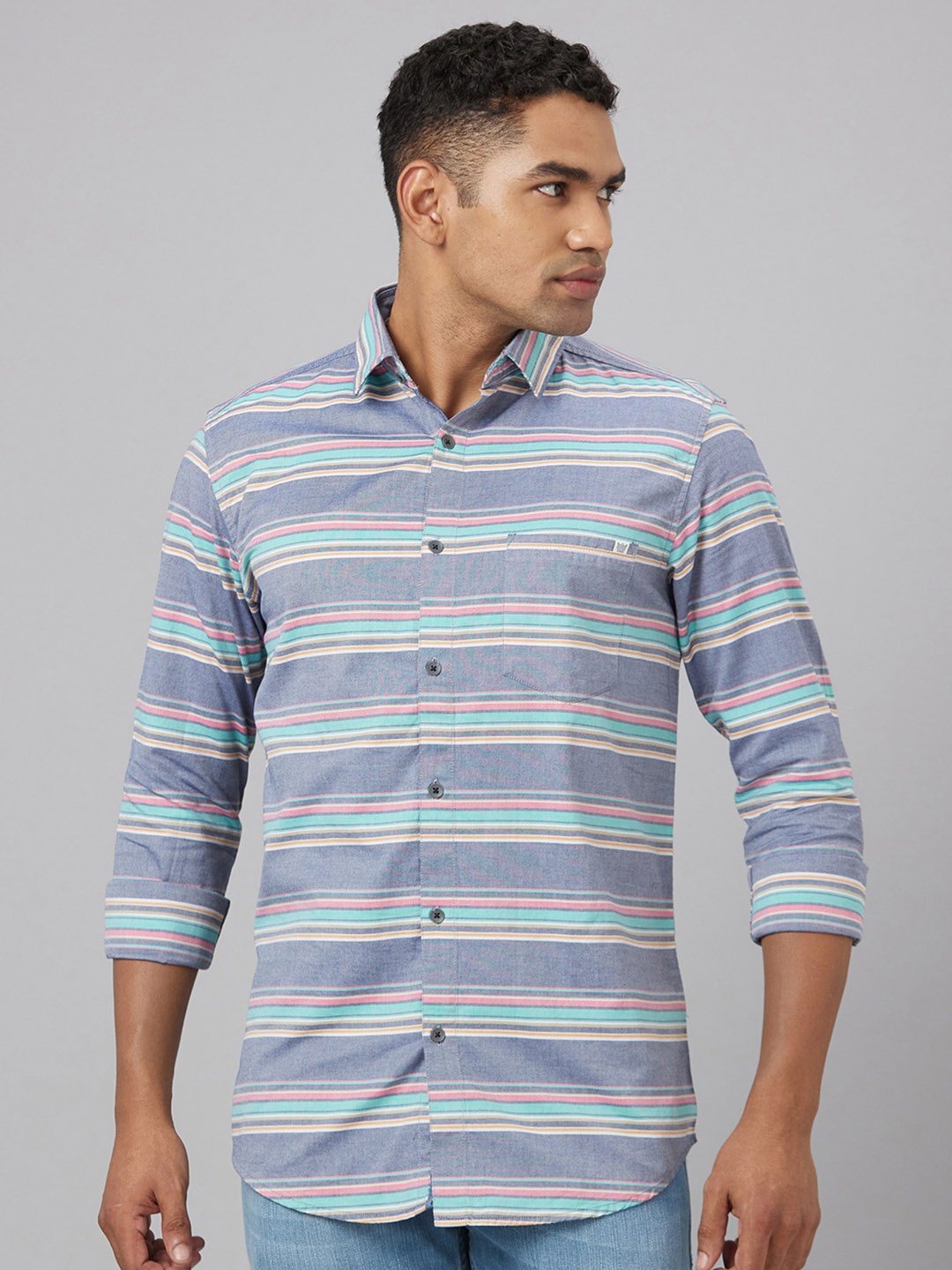 

Pontiac Striped Cotton Linen Casual Shirt, Blue