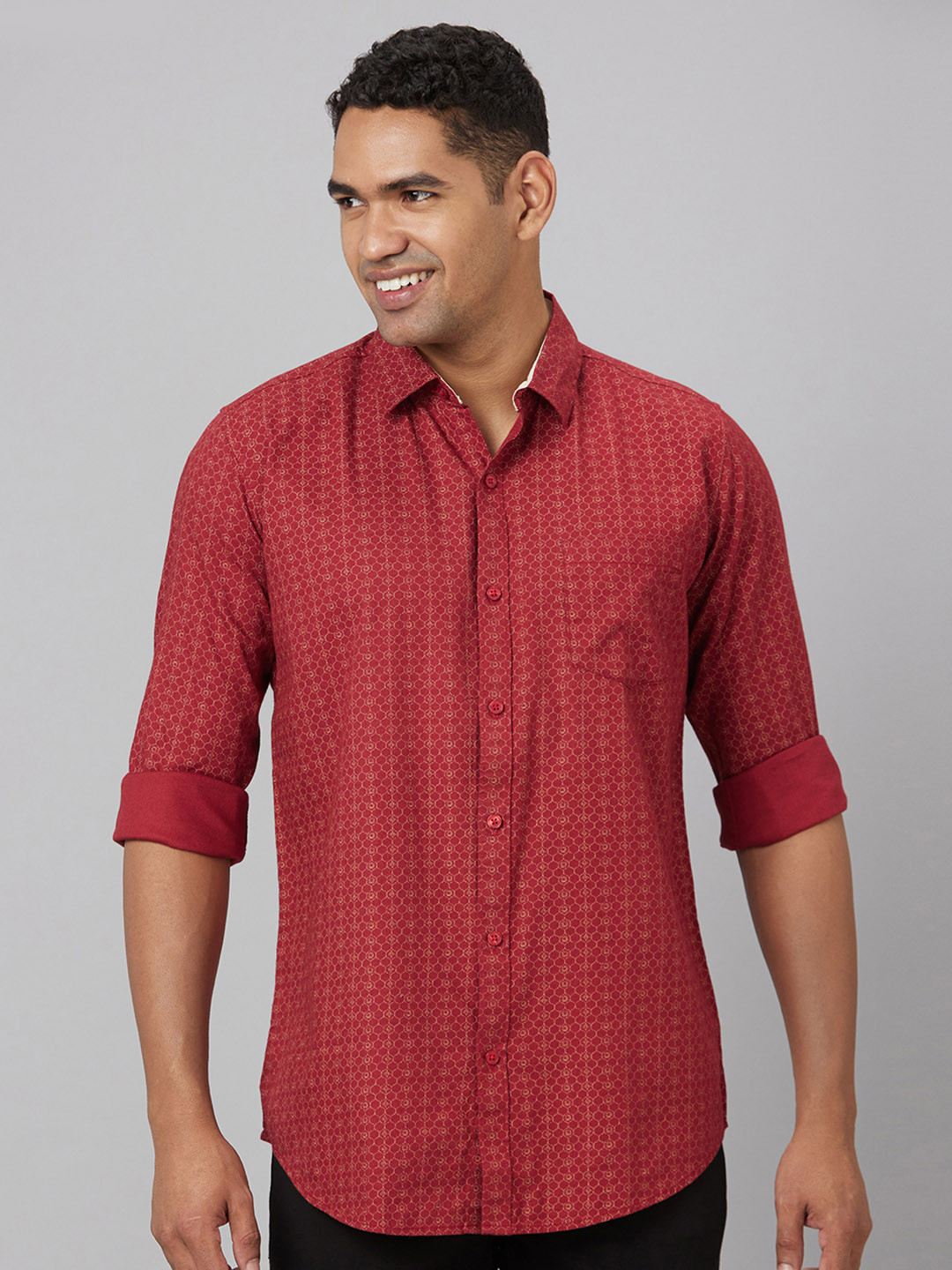 

Pontiac Geometric Printed Casual Shirt, Red