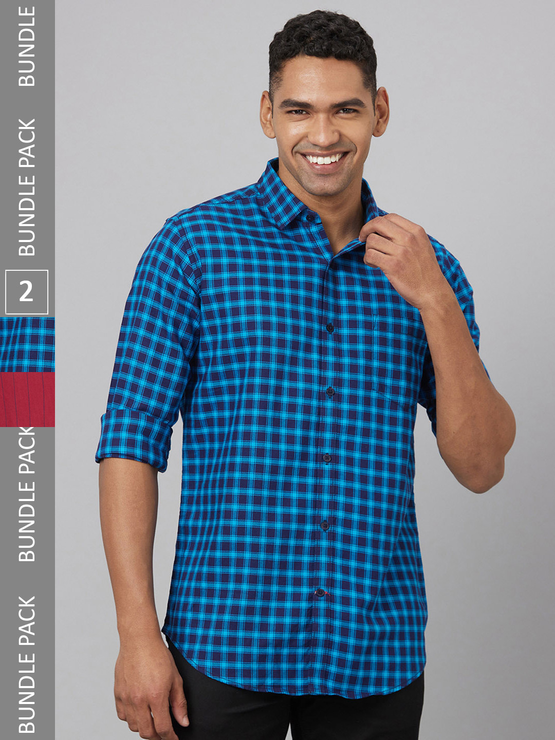 

Pontiac Vertical Striped Button-Down Collar Cotton Linen Casual Shirt, Red